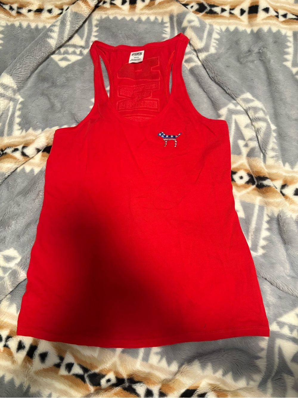 PINK Victoria's Secret Red Ribbed Racerback Tank